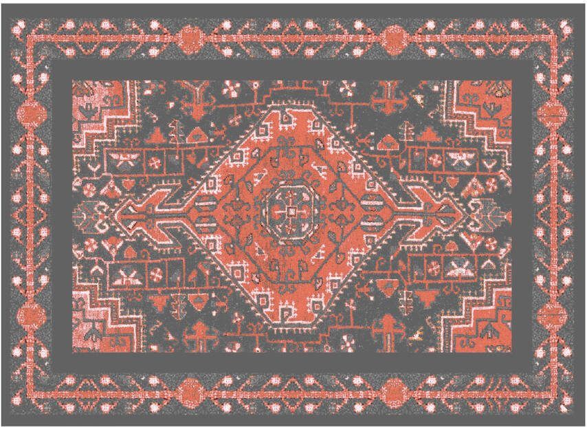 Vica International Deurmat Kelim rood/grijs 50x70 cm