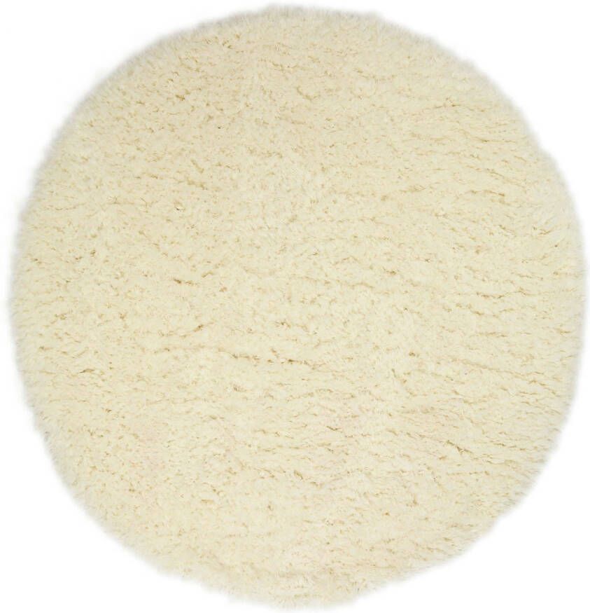 Merinos Floki Hoogpolig Vloerkleed Wit Ø 120 cm