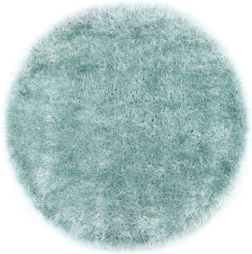 Merinos Hoogpolig Glanzende Vloerkleed Blauw Ø 120 cm