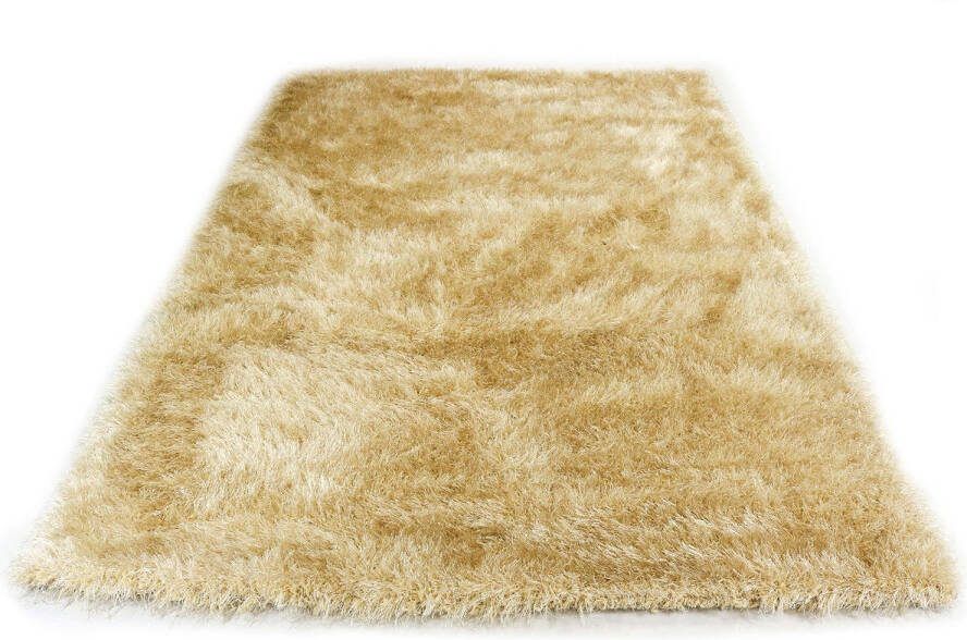 Merinos Hoogpolig Vloerkleed Goudkleur Met Glittergaren 200 x 290 cm