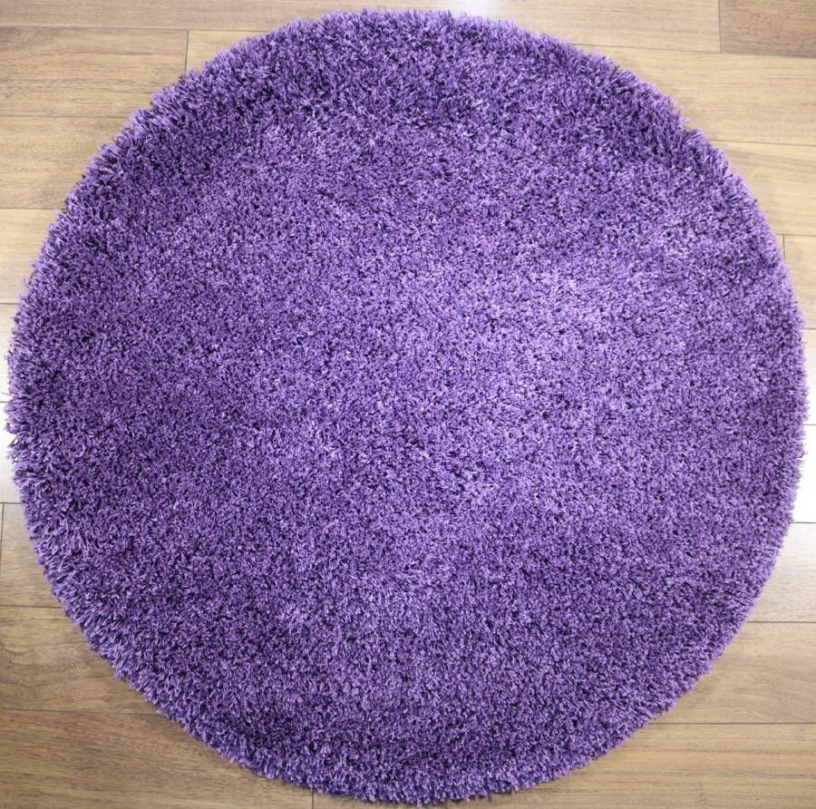 Merinos Hoogpolig Vloerkleed Shaggy Plus 901 217 Lila 200 cm Round