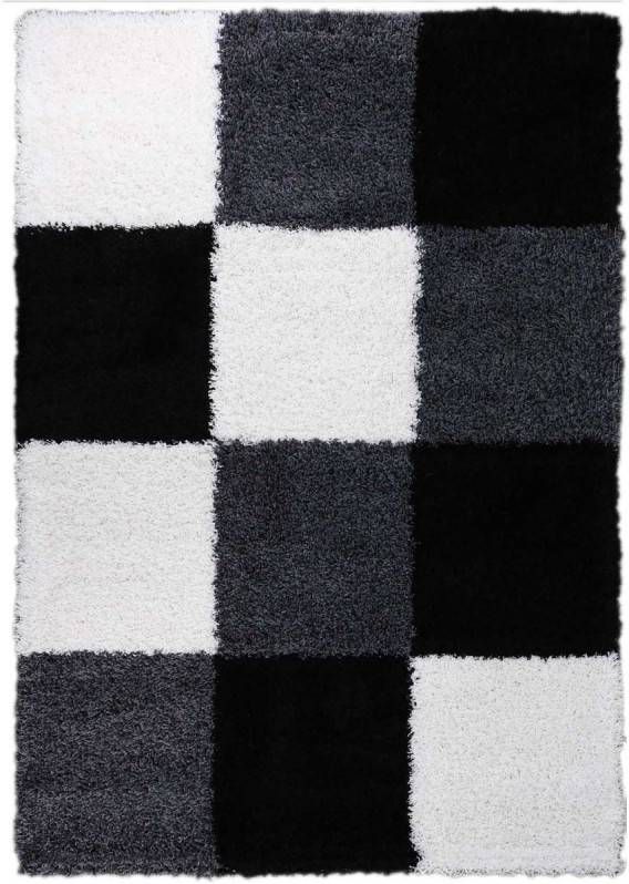 Merinos Hoogpolig Vloerkleed Shaggy Plus 910 Black White 80 x 150 cm