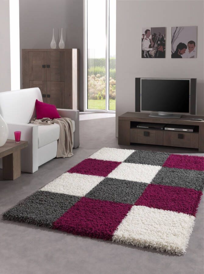Merinos Hoogpolig Vloerkleed Shaggy Plus 910 Purple 200 x 290 cm