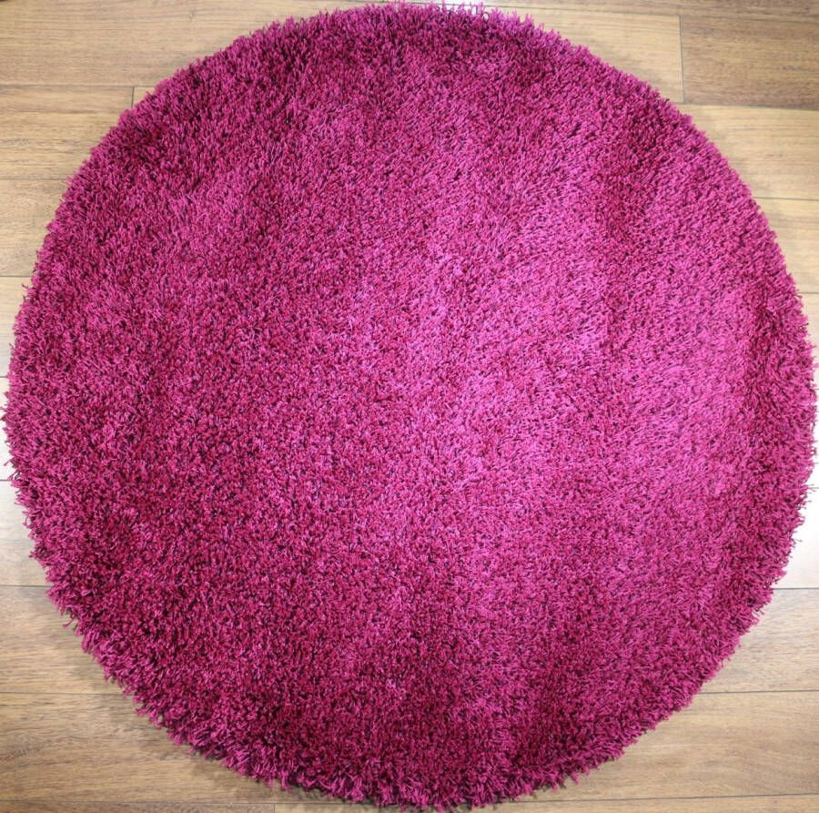 Merinos Hoogpolig Vloerkleed Shaggy Plus 957 Paars 120 cm Round