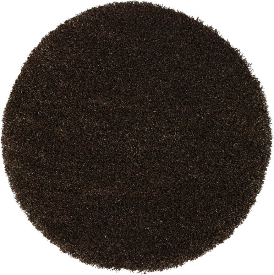 Merinos Hoogpolig Vloerkleed Shaggy Plus 964 Brown Ø200cm Rond