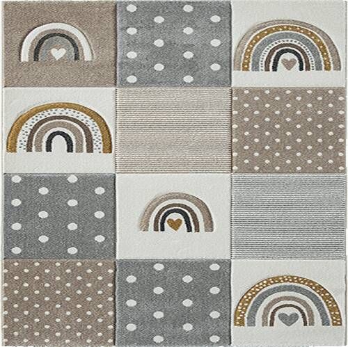 Merinos Kinderkamer Vloerkleed Blokjes/Regenboog Beige 120 x 170 cm