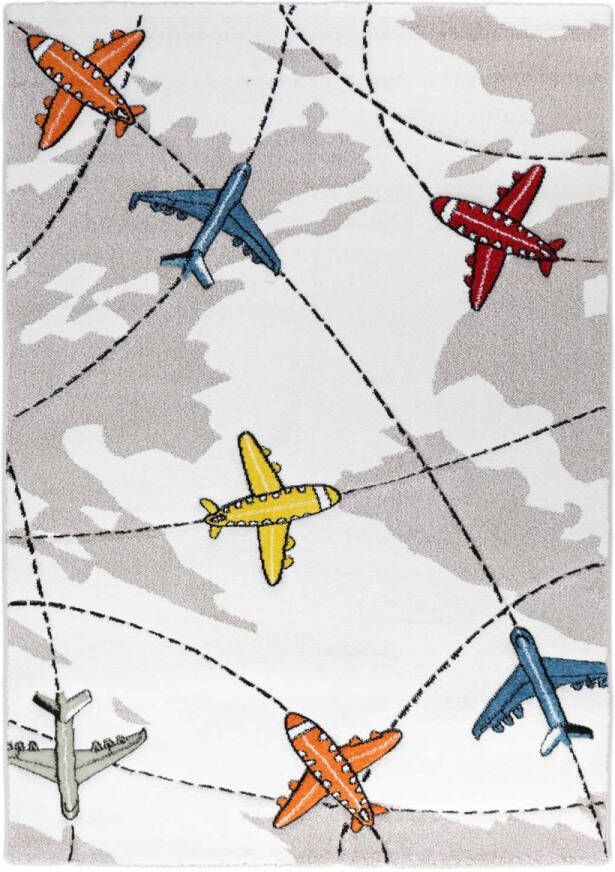 Merinos Kinderkleed Vliegtuigen Crème Multi Kleuren 80 x 150 cm