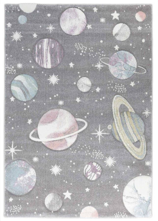 Merinos Kindervloerkleed Planeten Grijs 80 x 150 cm