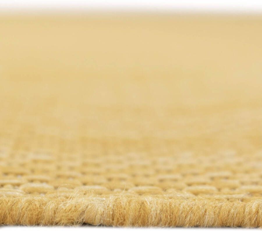 Merinos Laagpolig Effen Vloerkleed Voor Binnen en Buiten Geel 160Ø cm