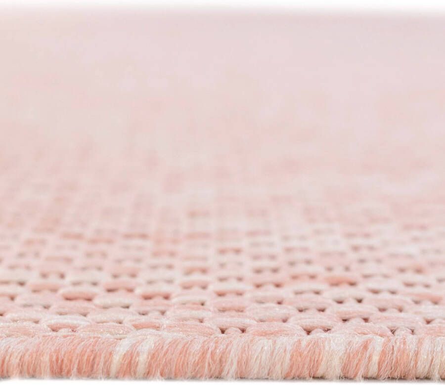 Merinos Laagpolig Effen Vloerkleed Voor Binnen en Buiten Roze Ø 160 cm