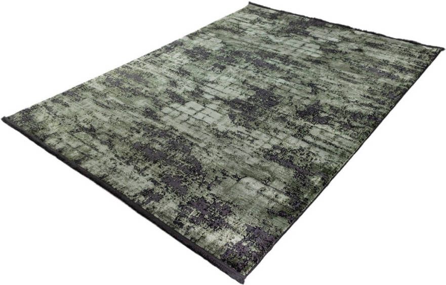 Merinos Laagpolig Vloerkleed Brooklyn Vintage Zwart Groen 160 x 230 cm