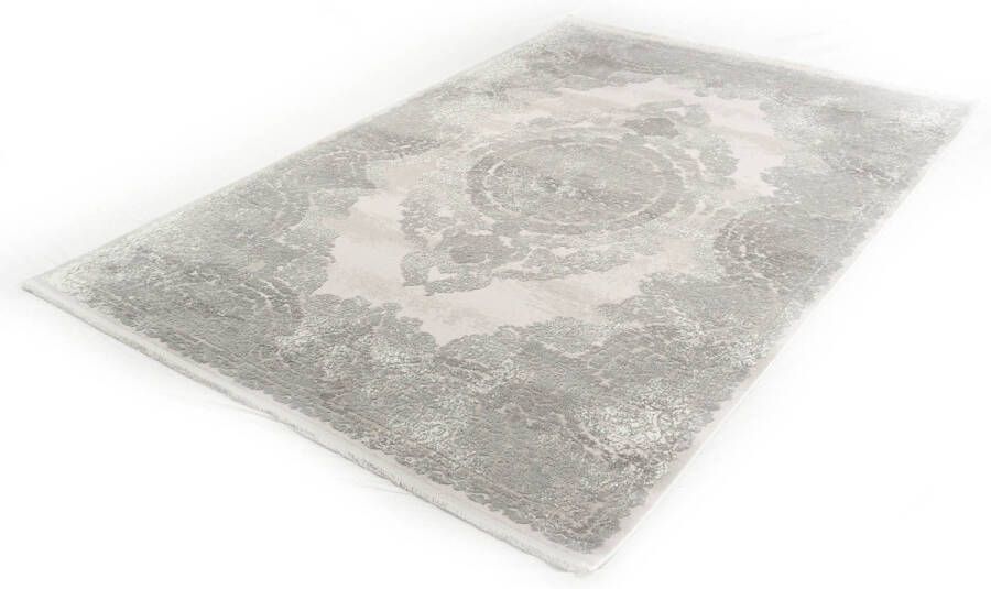 Merinos Oosterse Design Viscose Vloerkleed Vintage Trasor Grijs 160 x 230 cm