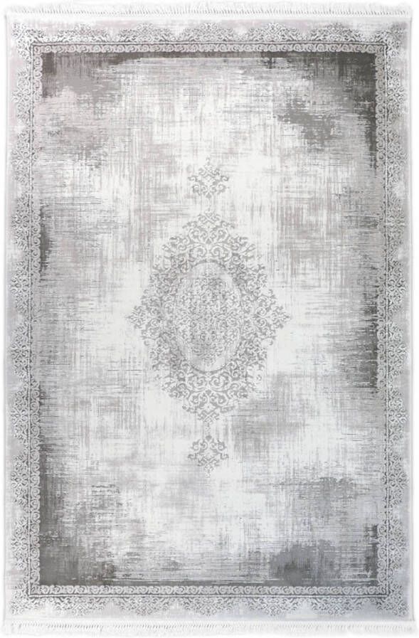 Merinos Retro Acryl Vloerkleed Klassiek Design Grijs 160 x 230 cm