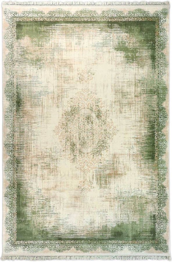 Merinos Retro Acryl Vloerkleed Klassiek Design Groen 120 x 180 cm