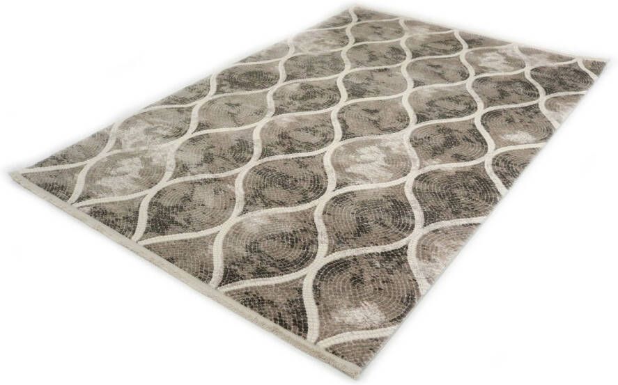 Merinos Vintage Mozaïek Acryl Vloerkleed Grijs 120 x 170 cm