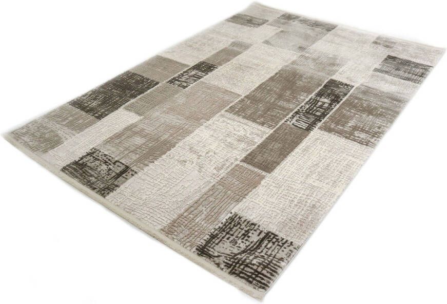 Merinos Vintage Patchwork Acryl Vloerkleed Therapy Grijs 80 x 150 cm