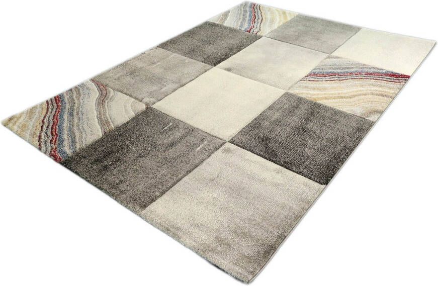 Merinos Vintage Vloerkleed Blokjes Design Diamond Deluxe Goudkleur 80 x 150 cm