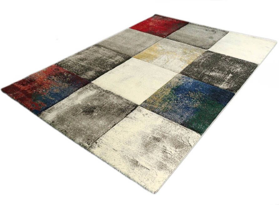 Merinos Vintage Vloerkleed Blokjes Design Diamond Deluxe Multikleur 160 x 230 cm