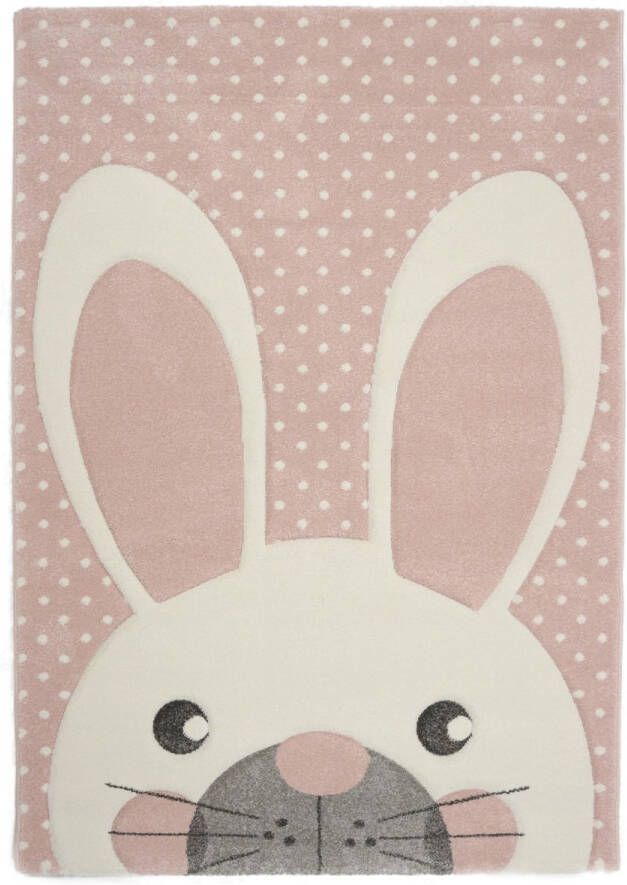 Merinos Vloerkleed Kinderkamer Konijntje Roze 120 x 170 cm