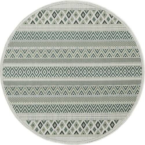 Merinos Machka Buitentapijt Gestreept Groen/Crème Ø 160 cm