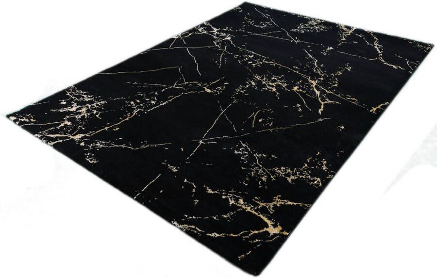 Merinos Vloerkleed Zwart Marmer Look 23438 975 Zwart Goud 160 x 230 cm