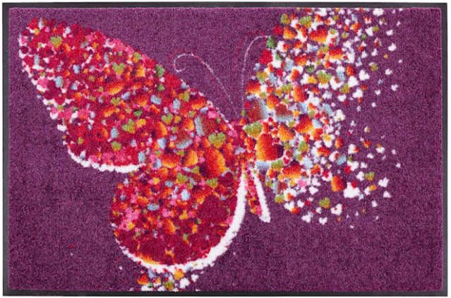 wash+dry by Kleen Tex Mat Papallona Inloopmat, motief vlinder, antislip, geschikt voor binnen en buiten, wasbaar