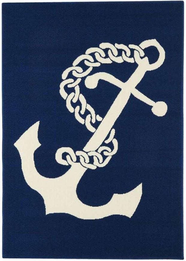 Floorita binnen/buitenvloerkleed Anker marine 160x230 cm Leen Bakker