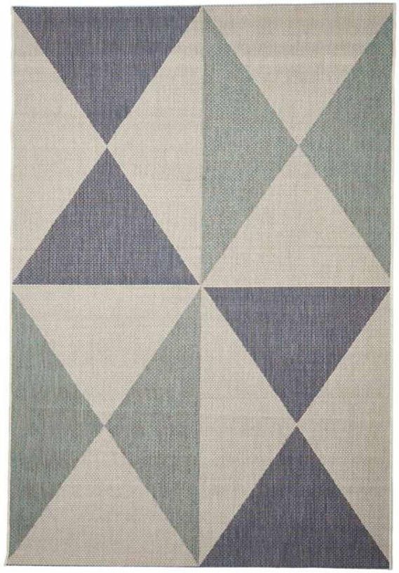 Floorita binnen/buitenvloerkleed Geo blauw/aqua 160x230 cm Leen Bakker