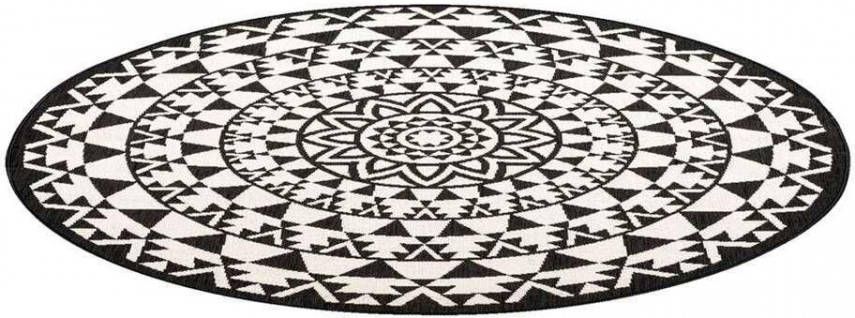 Leen Bakker Binnen/buitenvloerkleed Summer zwart Ø160 cm