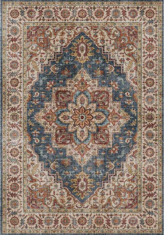 Leen Bakker Vloerkleed Saly blauw/rood 160x230 cm