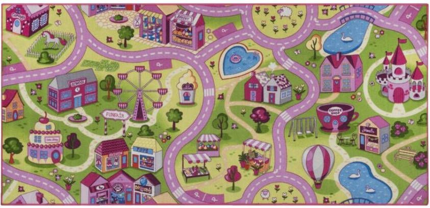 Leen Bakker Vloerkleed Sweet town roze 95x200 cm
