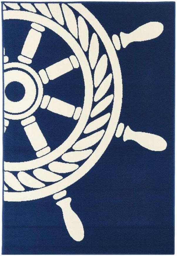 Reinders Floorita binnen/buitenvloerkleed Wheel marine 133x190 cm Leen Bakker