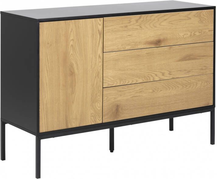 Leen Bakker Dressoir Avola zwart/eiken 82x120x40 cm