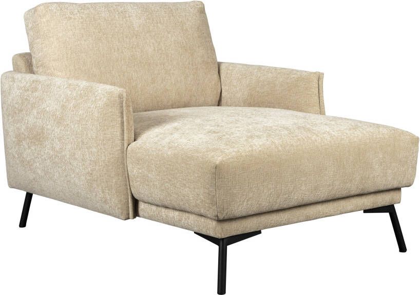 Dutchbone Fauteuil 'Longue' Met chaise longue, Chenille, kleur Naturel