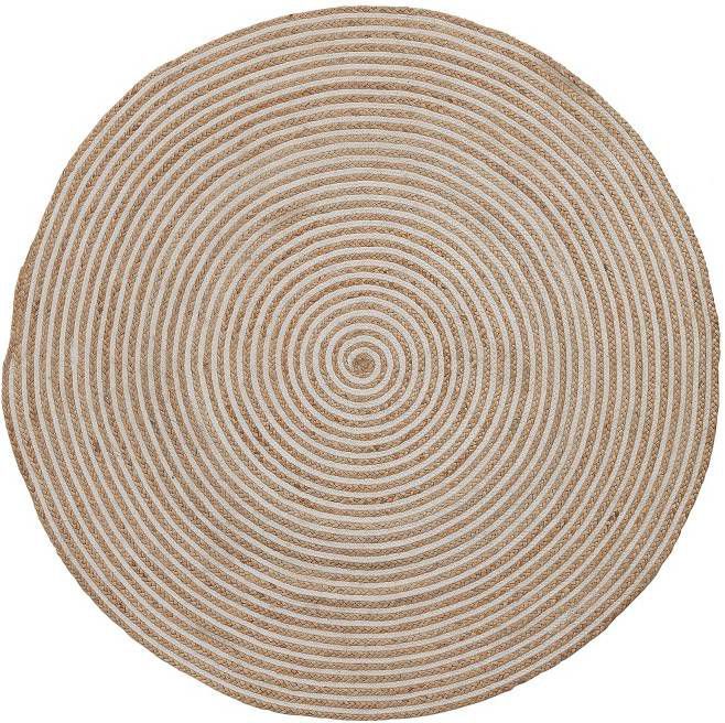 Kave Home Saht jute en katoen rond vloerkleed naturel en wit Ø 100