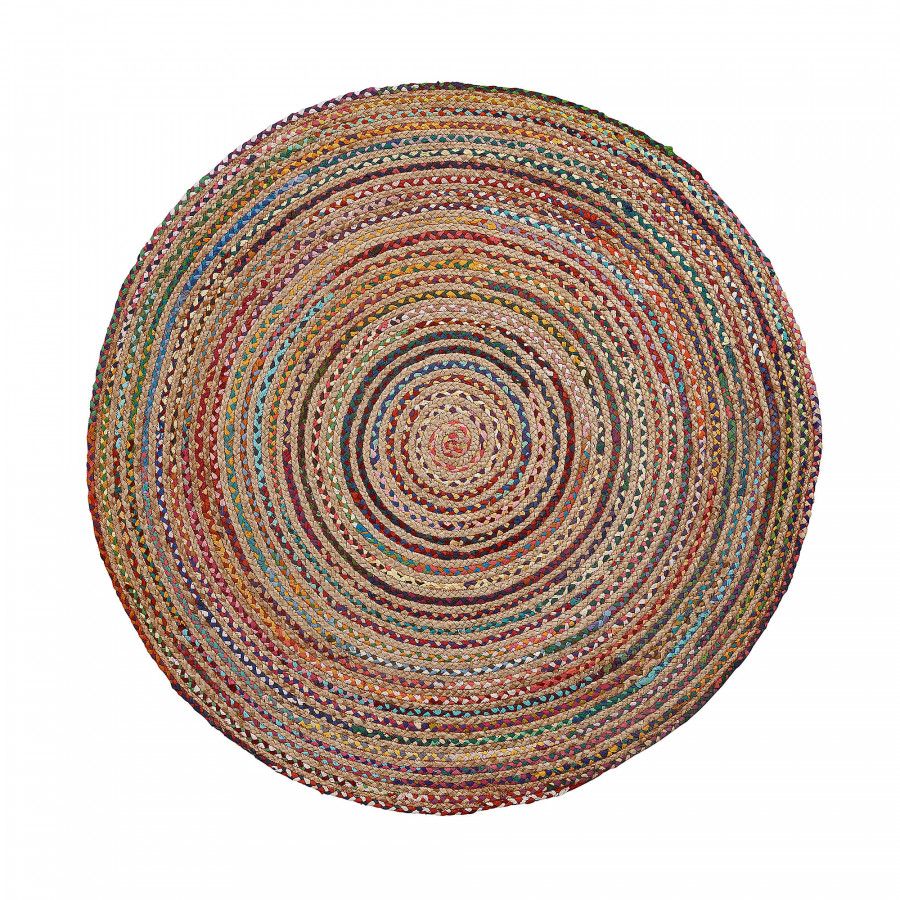 Kave Home Saht rond jute en katoenen vloerkleed meerkleurig Ø 100 cm