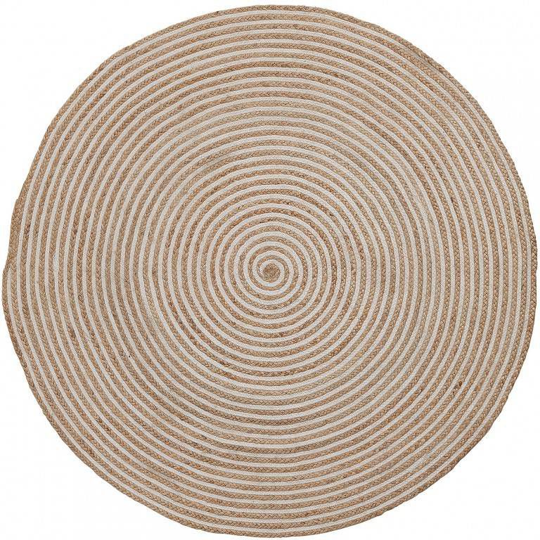 Kave Home Saht rond vloerkleed jute & katoen naturel & wit Ø 150 cm