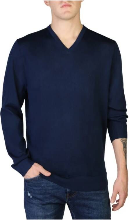 Calvin Klein V hals gebreide kleding , Blauw, Heren