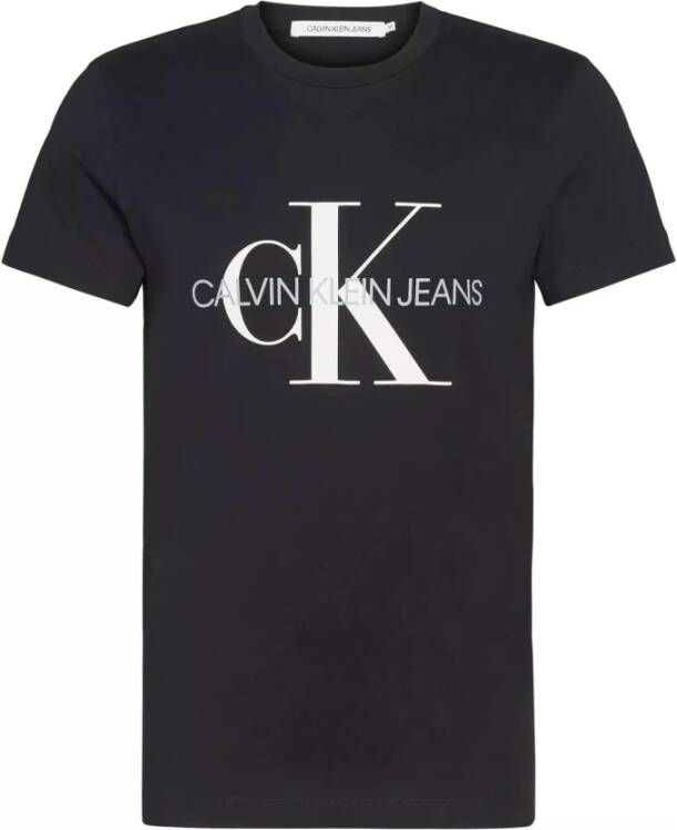 Calvin Klein Zwarte T shirt Iconic Monogram Ss Slim Tee