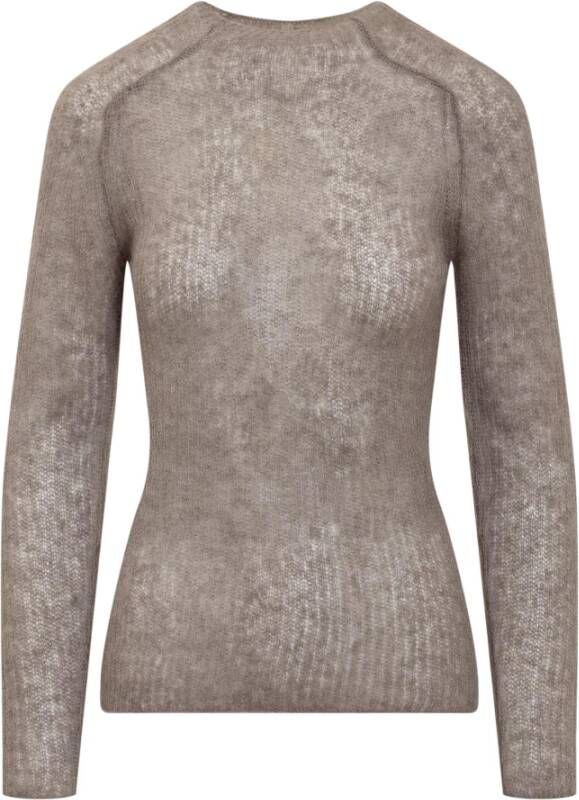 Calvin Klein Ronde hals gekweek , Bruin, Dames