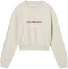 Calvin Klein Creme Sweater Two Tone Monogram Crop Crew Neck online kopen
