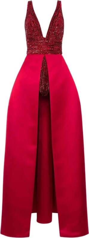 Elisabetta Franchi Rode loperjurk in hertogesse met pailletten , Rood, Dames