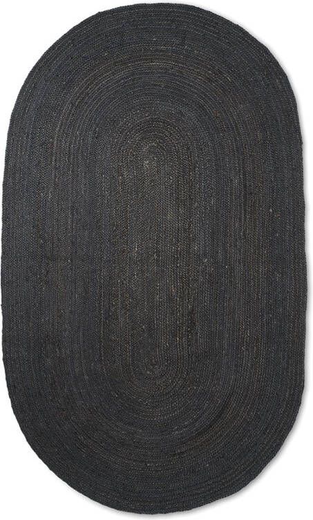 Ferm Living Eternal Jute Vloerkleed Ovaal Zwart/140 x 200 cm.