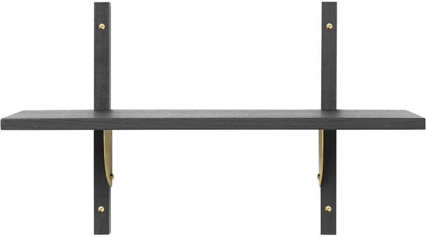 Ferm Living Sector Single Wandplank Narrow Zwart Messing Beugel