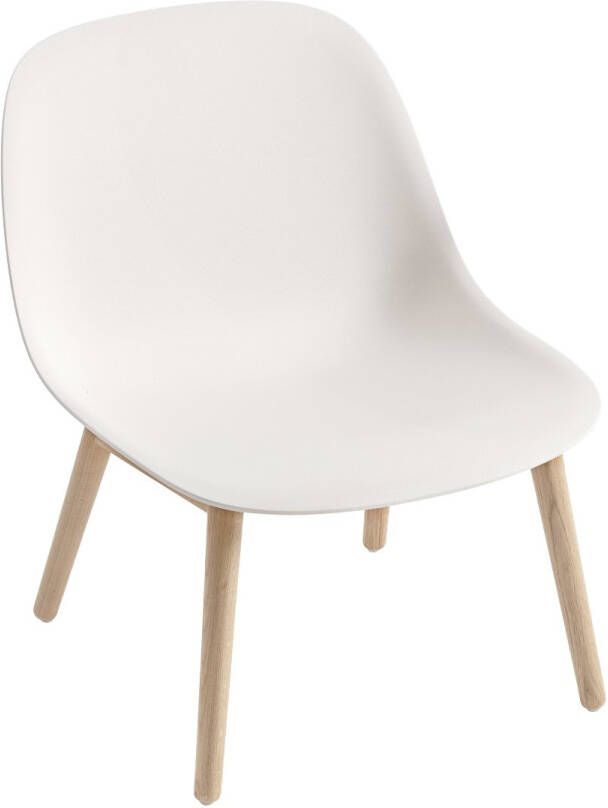 Muuto Fiber Fauteuil, Houten Poten Wit/Eiken