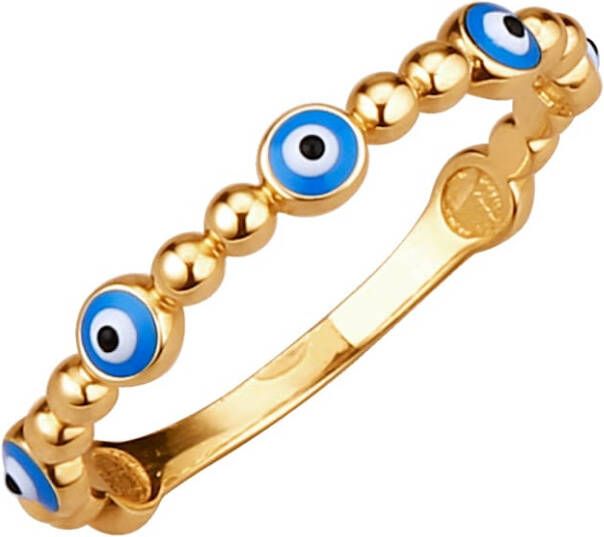 MONA Damesring met oogjes, 9 kt. Goudkleur