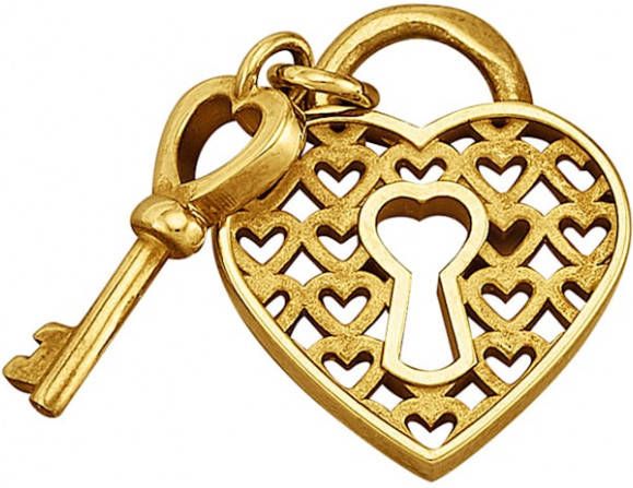 KLiNGEL Hanger Hartslot van 9 kt. Geelgoudkleur