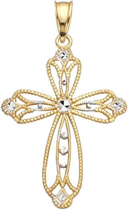 KLiNGEL Hanger Kruis met diamant, 9 kt. Goudkleur