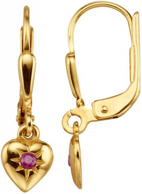 KLiNGEL Hartvormige oorhangers met robijnen Geel