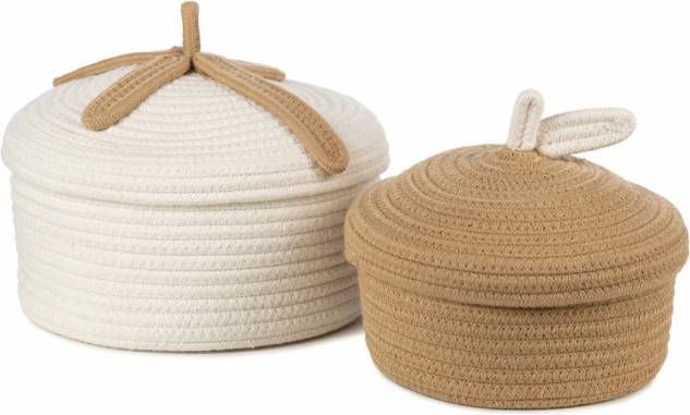 Kidsdepot 2 delige Mandenset Bowie Katoentouw Natuurlijk